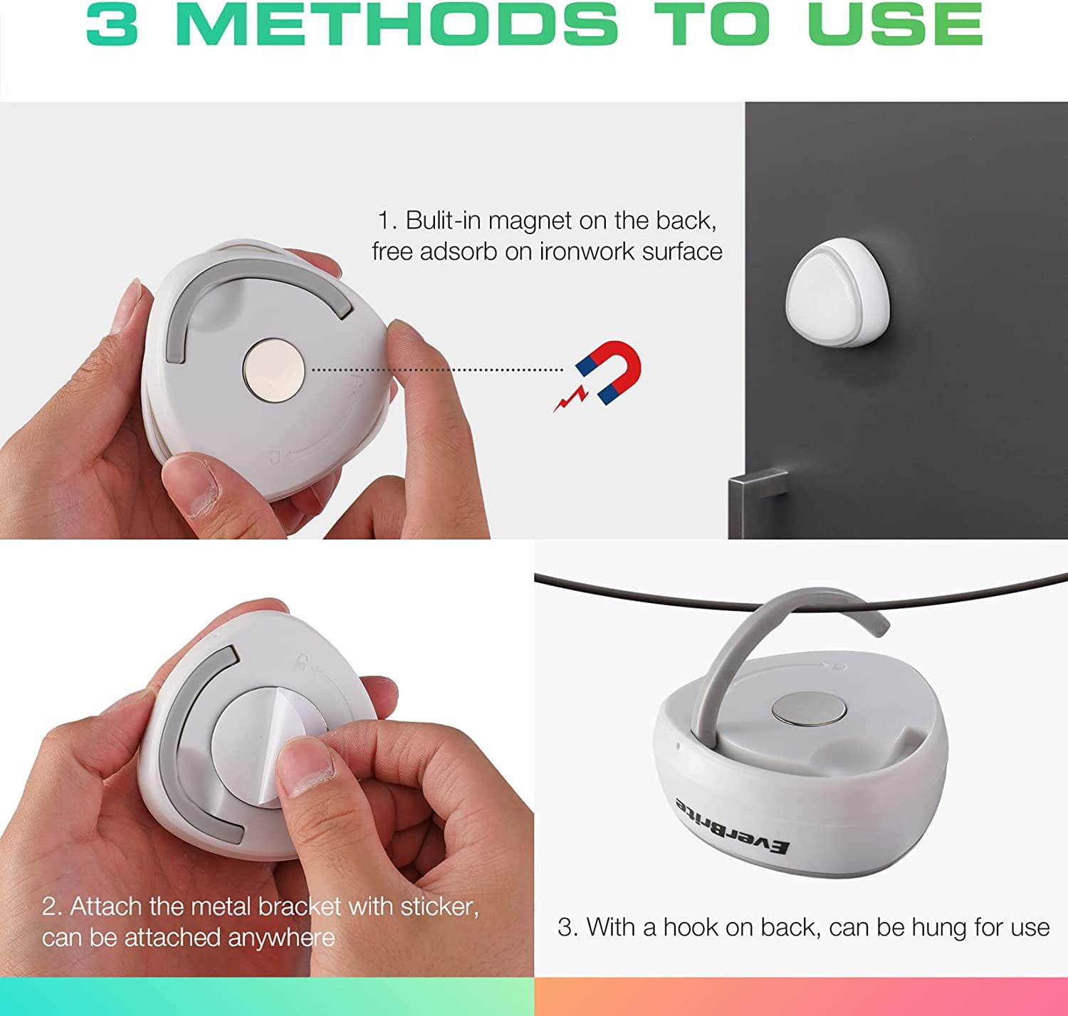 JJEAN-Tap Light, LED Puck Lights, Wireless Push Lights, Remote Controlled Closet Lights with 12 RGB Colors, Perfect for Under Cabinet, Closets, Pantry, with 18 AAA Batteries, 6-Pack