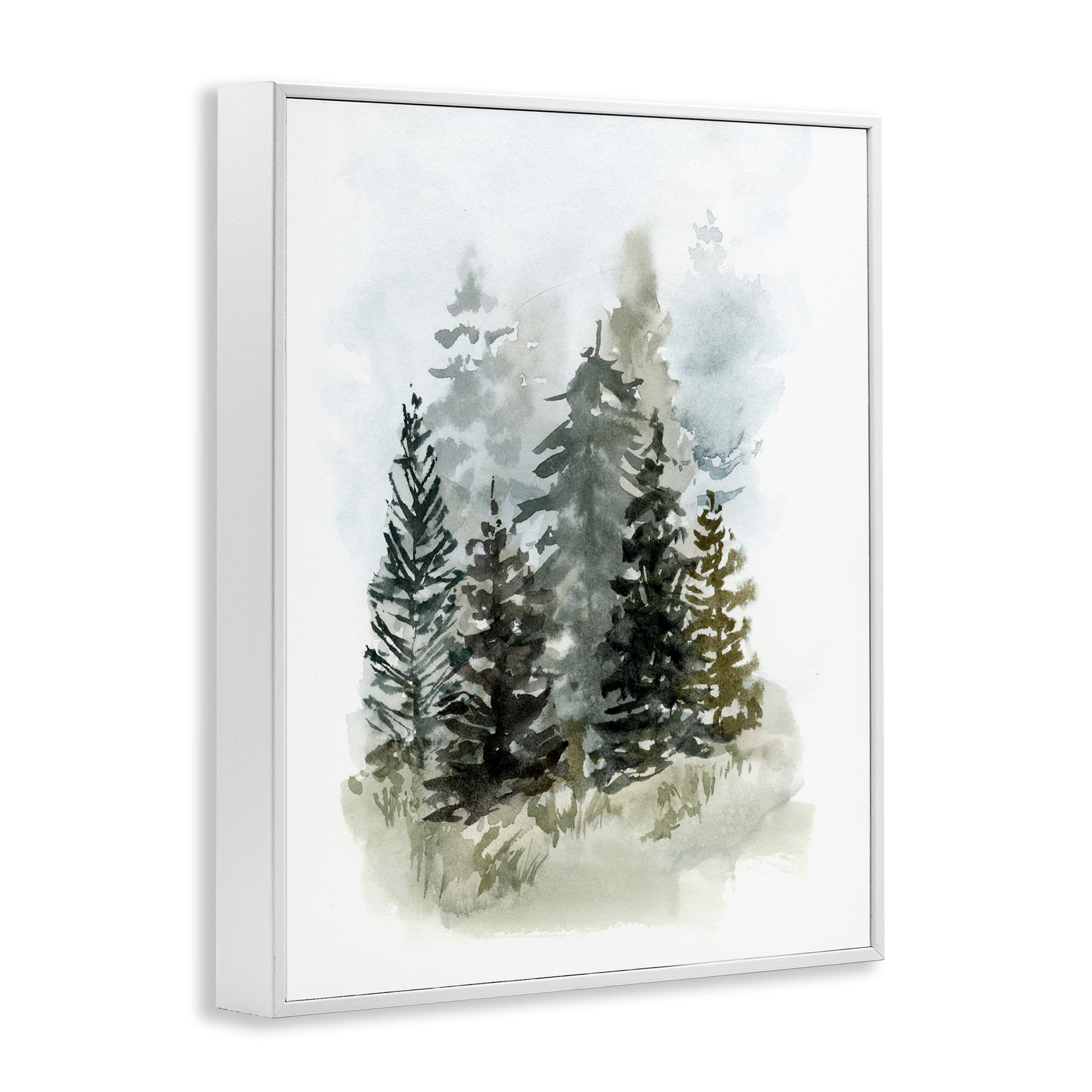 Stupell Industries Layered Forest Trees Botanical & Floral Painting White Framed Art Print Wall Art, 24 x 30