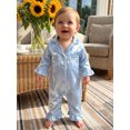 thumbnail image 6 of RUINIXCW Infant Girl Romper Pajamas Lapel V Neck Long Sleeve Ruffle Cuffs Loungewear, 6 of 6