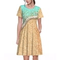 thumbnail image 1 of Disketp Beach Footprint para Vestido de Manga Corta para Mujeres, Vestidos de Verano para Mujeres, Casual y Holgado para la Playa, 1 of 6