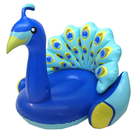 Swimline Vinyl Giant Inflatable Peacock with Backrest Pool Float,