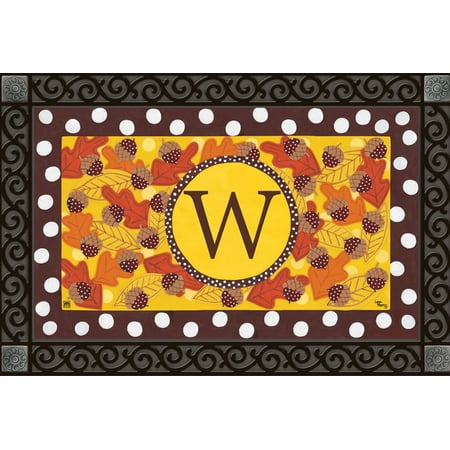 Fall Follies Monogram W Doormat Indoor Outdoor Autumn Letter W By