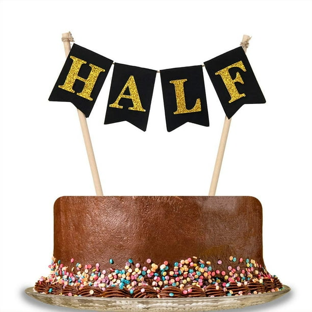Handmade Half Cake Topper Baby Shower Baby 6 Months Half Year Old 1 2 Birthday Anniversary Cake Bunting Party Decorations Black Gold Walmart Com Walmart Com