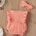 thumbnail image 2 of PENGXIANG Baby Romper Hair Band Set Infant‘s Fly Ruffled Sleeve Jumpsuit, 2 of 5