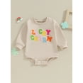 thumbnail image 2 of Suealasg Baby Boys Girls Irish Day Romper 3M 6M 12M 18M Infant Newborn Long Sleeve Round Neck Colorful Letter Embroidery Bodysuit for Saint Patrick's Day, 2 of 8