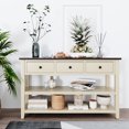 thumbnail image 1 of MODERNLUXE 50" Console Table,Retro Storage Sofa Table with 3 Drawers, Open Shelves and Wood Frame for Living Room, Espresso+Beige, 1 of 7