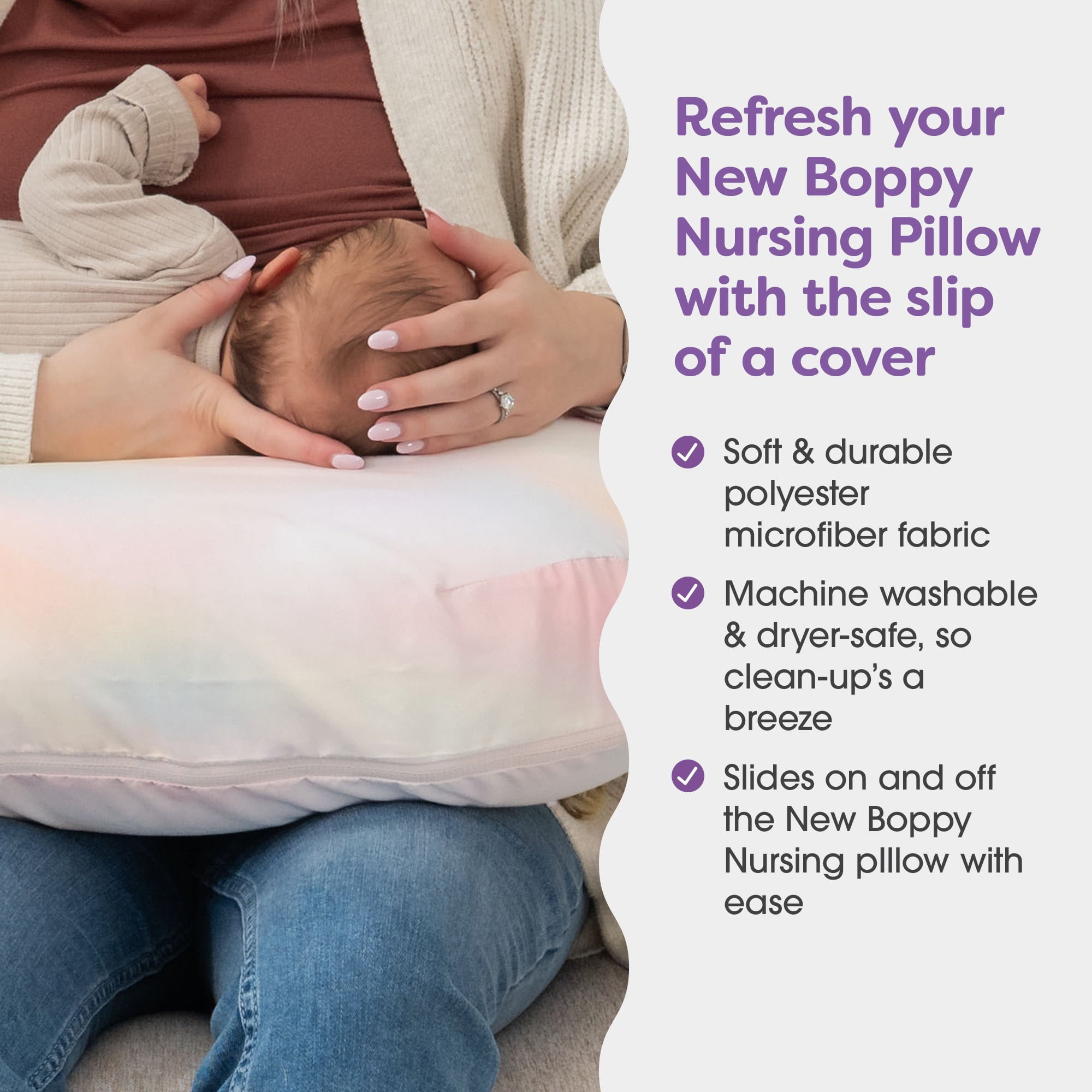 Boppy New Nursing Pillow Cover, Rainbow Sherbet