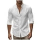 thumbnail image 2 of Blusa y camisa de manga larga con cuello alto para hombre, color liso, cuello alto, botones, cárdigan de manga larga, blusa de poliéster para hombre, 2 of 9