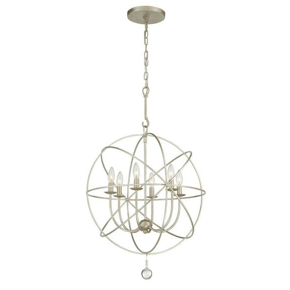 Six Light Chandelier In Minimalist Style 22.5 Inches Wide By 27.5 Inches High-Olde Silver Finish    -Traditional Installation Crystorama Lighting