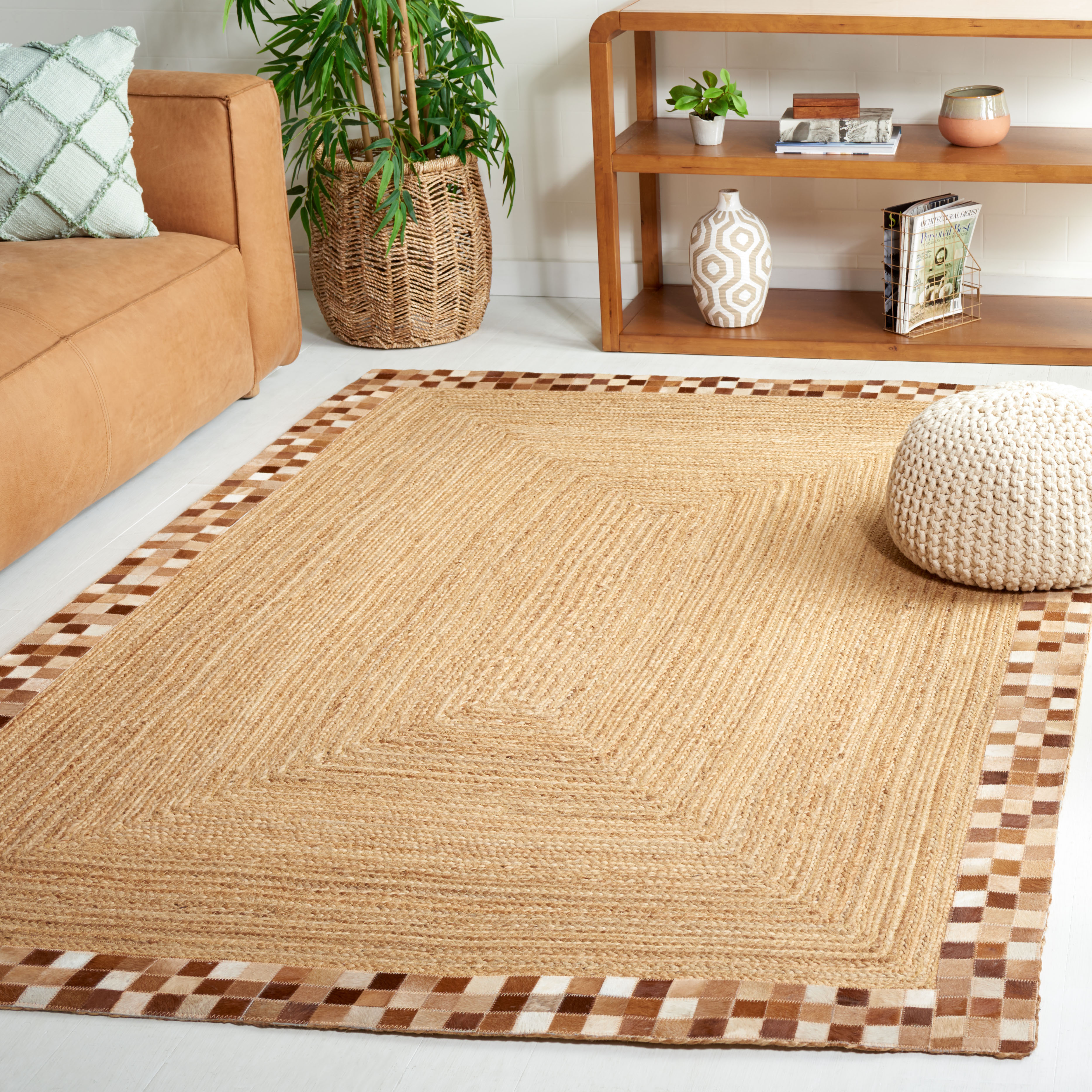 SAFAVIEH Natural Fiber Knot Bordered Area Rug, Natural/Brown, 4' x 6'