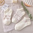 thumbnail image 3 of Byfri 5 Pairs Cartoon Floral Short Socks Polyester Breathable Casual Socks for Women Spring Autumn Style2, 3 of 7