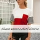thumbnail image 3 of Guardurnaity Camisa de manga corta con cuello y estampado de rayas para mujer Prendas para la parte del cuerpo Vino rojo M Guardurnaity AP001245-22, 3 of 6
