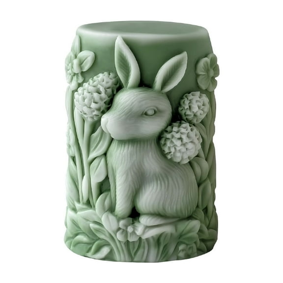 JDH 2PCS Rabbit Flower Pattern Relief Silicone Mold Animal Resin Casting Silicone Mold for Home Decoration and Candle Making