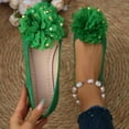 thumbnail image 2 of FRSASU Women's Flower Flat Shoes Elegant Slip on Beach Boho Ballet Flats Casual Lightweight Spring Summer Wedding Shoes Green, 2 of 9