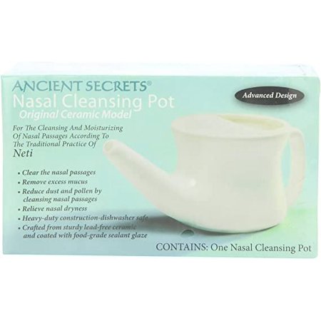 Ancient Secrets Ceramic Nasal Cleansing Pot, 1 Neti Pot Pack of 3