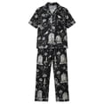 thumbnail image 5 of MuXiKeJi Clothes Women Halloween Pumpkin Print Satin Pajama Set 2 Piece Y2k Bow Tie Long Sleeve Button Down Shirt Pj Pants Loungewear,Satin Halloween Pajamas Women,Silk Pajama Set, 5 of 5