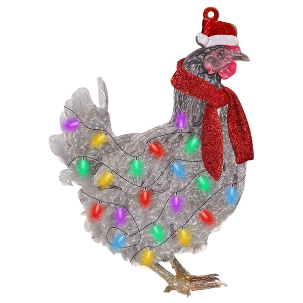 Navidad Adornos Colgantes Pollo De Madera Con Bufanda Sombrero De Navidad Colgante Colgante Decoraciones Para El Hogar Decoración De Vacaciones Cateissary HA041683-01