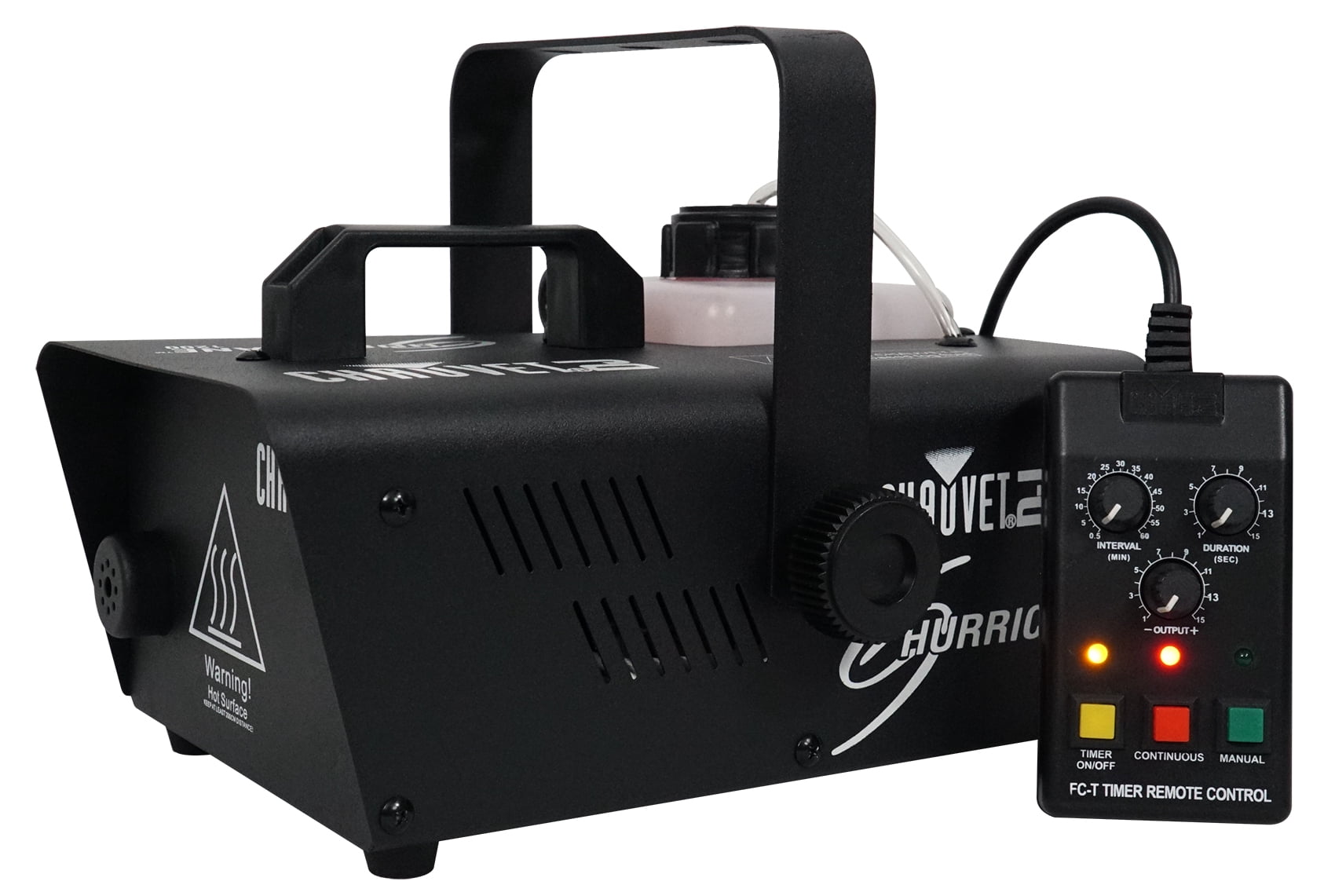 2) Chauvet DJ H1200 Hurricane 1200 Compact Fog Machines W/Remote Timer+Fog Juice
