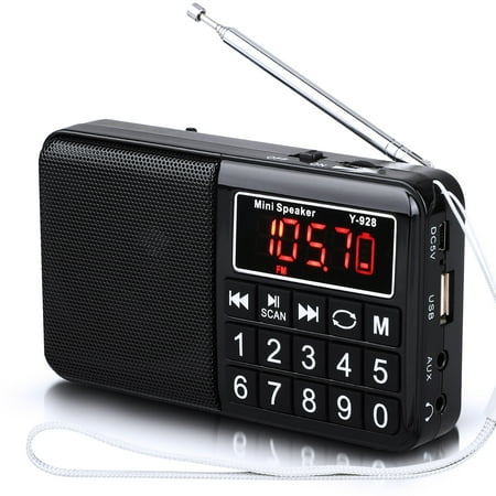 TSV AM/FM Battery Operated Portable Pocket Radio - Best Reception and Longest Lasting. AM FM Compact Transistor Radios Player Operated by USB or DC Supply (Best Radio For Paragliding)