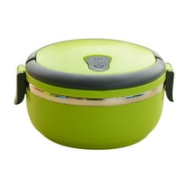 YIKA Tupperware Container Portable Lunch Box Circular Fresh-keeping Box Stainless Steel Insulated Student Office Worker Lunch Box Bento Boxes Kitchen Storage Green
