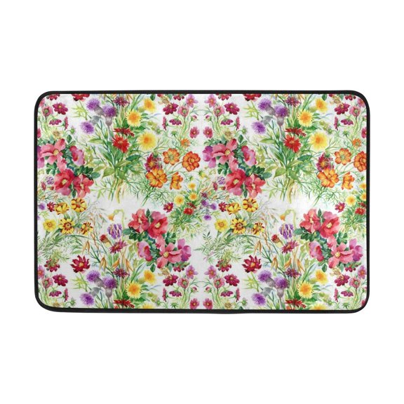 POPCreation Wild Flowers Colorful Non-Slip Floor Mat Doormats for Living Room Bedroom 23.6x15.7 inches