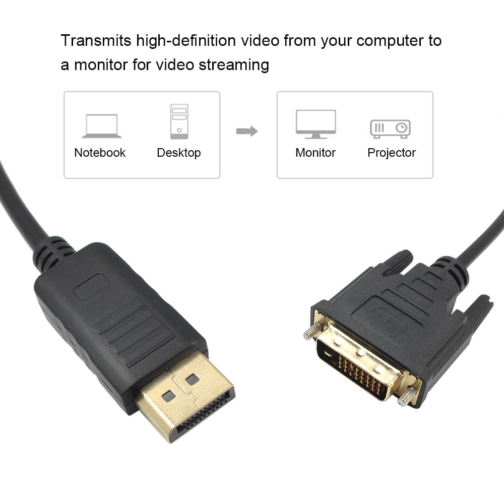 1 8m Dp To Dvi Adapter Displayport Display Port To Dvi Cable Adapter Converter Male To Male Video Cable 1080p For Monitor Projector Display Black Walmart Canada