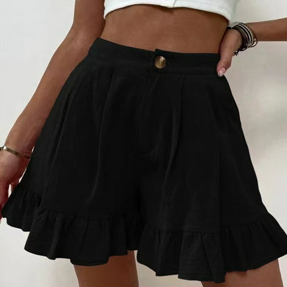 Vedolay Workout Shorts Shorts for Women Soft High Waisted Flowy Shorts with Pockets,Black XL