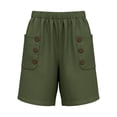 thumbnail image 4 of Cagogo Women's Plus Size Bermuda Shorts Elastic Waist Casual Loose Pants with Pockets Summer Vacation Beach Travel Lounge Shorts for Women, Army Green 3XL, 4 of 6
