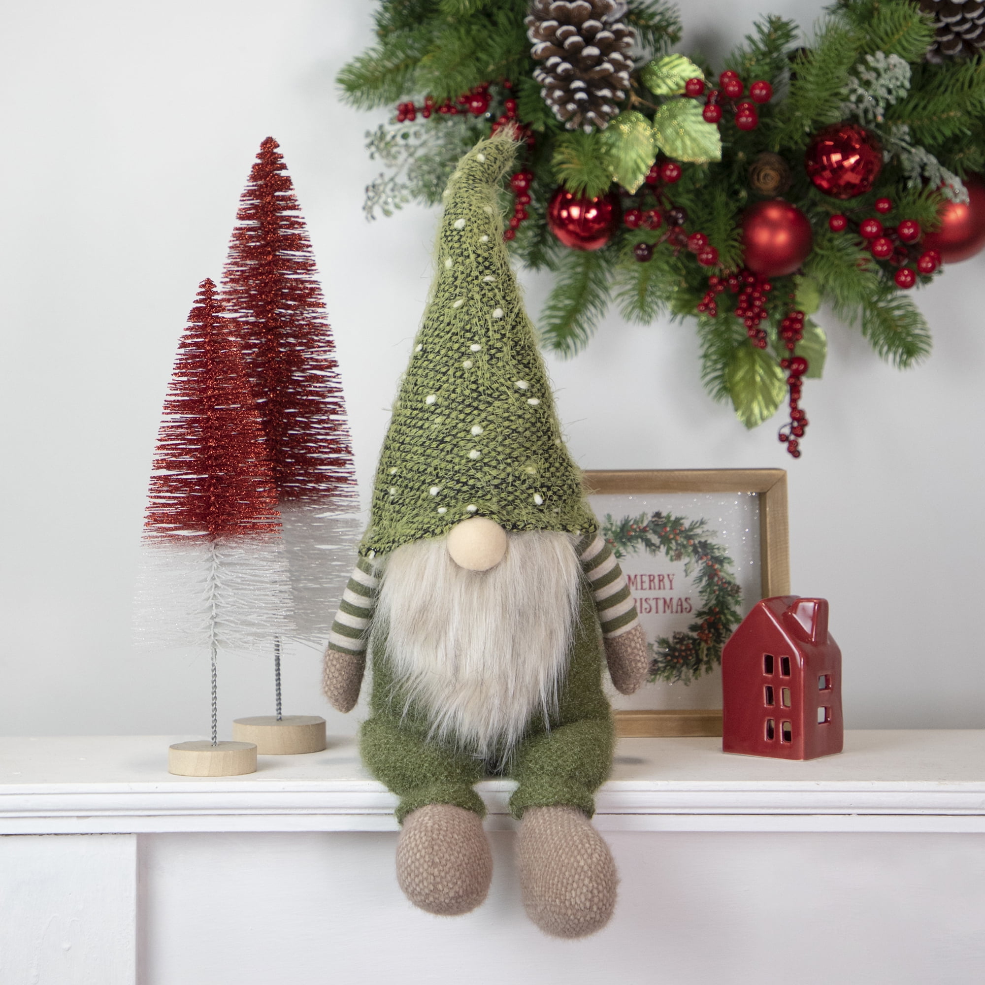 Northlight Sitting Christmas Gnome Decoration - 20.5" - Olive Green