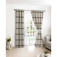 thumbnail image 3 of Linen Buffalo Check Blackout Curtains for Bedroom/Living Room, Thermal Insulated Kitchen Curtains, Retro Black Lines Grid Pattern Grommet Darkening Window Treatment Drapes 52"x84"x2, 3 of 8