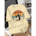 thumbnail image 2 of Big Boys Summer T-shirt Retro Penguin Print Short Sleeve Graphics Tee Apricot 12, 2 of 6