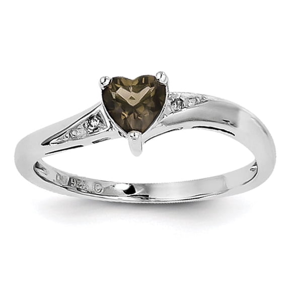 Sterling Silver Rhodium Smoky Quartz Diam. Ring
