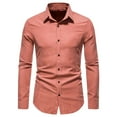 thumbnail image 2 of Aueoeo Mens Dress Shirts Long Sleeve Dress Shirts Cotton Button -Down Shirt Regular Fits Business Shackets Shirts Orange XL, 2 of 5