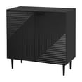 thumbnail image 2 of Noble House Modern Side Cabinet with Adjustable Shelves & Geometric Door Design, Black, 2 of 12