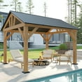 thumbnail image 6 of Merluxy Wood Gazebo 10'x12', Wind & Rain Resistant Design, Grill Gazebo for Garden, Backyard, 6 of 9