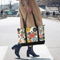 thumbnail image 4 of FORMRS Canvas Laptop Tote Bag for Women with 15.6" Computer Compartments Shoulder Handbag, Black Flowers Pattern, 4 of 7