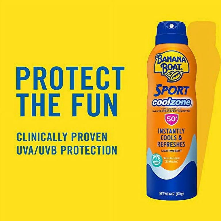 Banana Boat Sport Performance Cool Zone, Reef Friendly, Broad Spectrum  Sunscreen Spray, SPF 50, Twin Pack, 6 Ounce (Pack of 2)