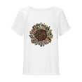 thumbnail image 4 of USSUMA Short Sleeve Women Tops Dressy Casual Loose Graphic Linen Cotton 2022 Trendy T-Shirt Shirts Leopard Sunflower Print Plus Size Tunics Top for Women Round Neck Summer Blouse, 4 of 5