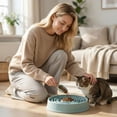 thumbnail image 7 of Pet Slow Eating Bowl with Suction Cups Silicone Food Basin Anti-Choking Healthy Diet Feeder, Army Green, 7 of 7