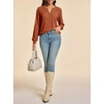thumbnail image 4 of Womens Puff Long Sleeve Henley Shirts Trendy Casual V Neck Button Up Tunic Tops Loose Fit Basic Tees, 4 of 6