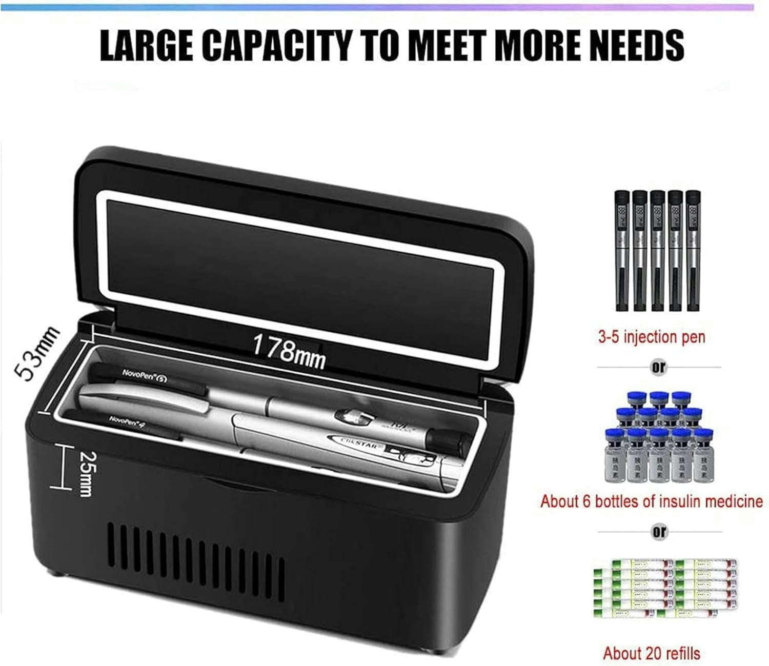 GXCZ Insulin Cooler Refrigerated Box,Portable Mini Medicine Refrigerator,Built-Battery Travel Car Refrigerator, 0-18 Adjustable Temperature,for Keeping Diabetes Drug Cooler About