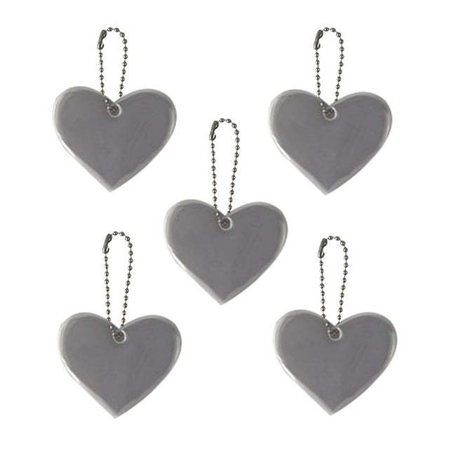 Agiferg 5PCS Reflective Pendant Outdoor Safety Reflective Pendant Heart Shaped Safety Reflective Suitable For Backpack Riding Walking Running