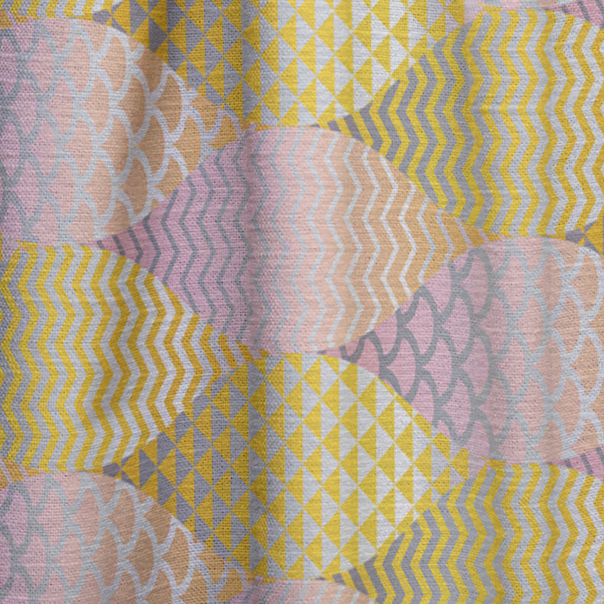 Designart 'Golden Geometrical Retro Fish Scale' Mid-Century Modern Curtain Panel