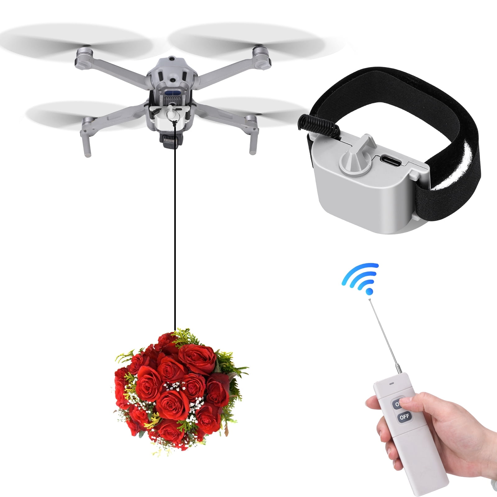 Remote Controlled Drone Airdrop Delivery Clip Multifunctional Mount Accessory for Proposal Wedding Gift Drop, Fit Dji Mini/Air/Mavic/Avata Drones