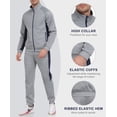 thumbnail image 5 of Little Donkey Andy Men's 2 Piece Full Zip Tracksuit Set, 4 Way Stretch Color Block Athletic Outfit with Multi Zipper Pockets, Cuffed Jogger Pants for Gym Workout Running, Light Grey L, 5 of 8