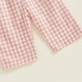 thumbnail image 5 of CQONEPT Girls' Plaid Overalls Elastic Waist Lounge Loose Sleeveless Jumpsuit Wide Leg Summer Beach Fashion Rompers Pink 3 Years, 5 of 6