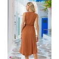 thumbnail image 5 of DARING DIVA Women's V Neck Sleeveless Midi Wrap Dresses M Caramel, 5 of 7