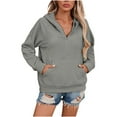 thumbnail image 4 of Womens Fleece Zip Up Hoodies, Long Sleeve Pullover for Women Fall Winter Fashion Warm Sherpa Solid Color Half Zip Hooded Sweatshirts with Pockets, 4 of 6