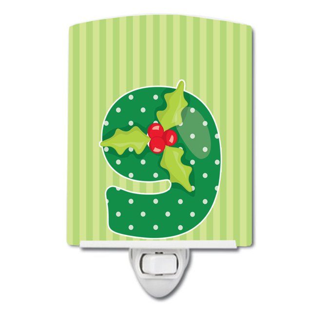"Treasures Christmas Ceramic Night Light, Mes 9, Acebo, Verde, 6"" x 4""" Caroline's Treasures BB8695CNL