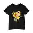 thumbnail image 2 of Nskgu Girls Casual Short Sleeve T Shirts Crewneck Tunic Tops Kids Girls T Shirts Floral Printed Tee Blouses Size 3-14 Years, 2 of 5